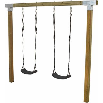 Doppelschaukel PLUS "Cubic, grün inkl. 2 Schaukelsize, grau-schwarz", grün, Schaukeln, KinderH:209cm L:268cm T:9cm, Holz, Stahl, Made in Europe, H:209cm L:268cm T:9cm