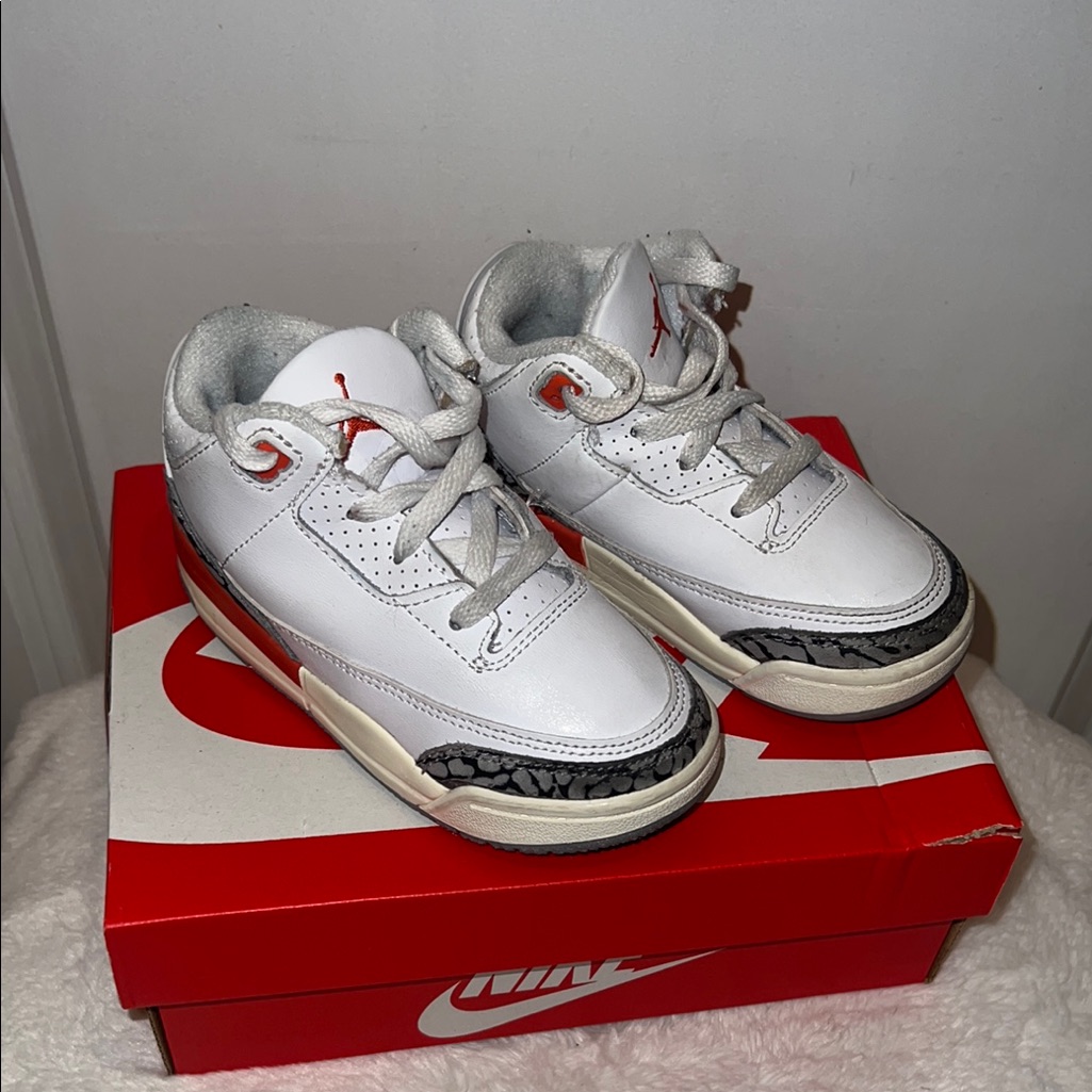 Nike Shoes | “Jordan Retro 3 “Nike Kids White And Gray Sneakers Toddler Size 8 | Color: Gray/White | Size: 8b