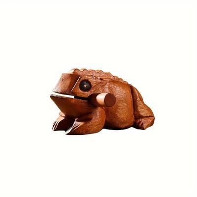 TEMU Handcrafted African Wooden Frog Guitar - Traditional Razor Instrument With Intricate Carvings - & Ergonomic Handle - Eid Al Fitr And Music Enthusiasts