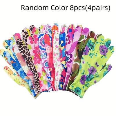 TEMU 8pcs/16pcs Printed Gloves, Random Colors, Universal Gloves, Thin And Breathable Gloves, A For Gifts Image