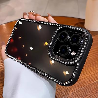 TEMU Transparent Phone Case With Luxury Glitter And Rhinestones, Designed For Iphone Models 16, 15, 14, 13, 12, And 11 Pro , Featuring A Clear, Shockproof, Soft Back Cover. Image