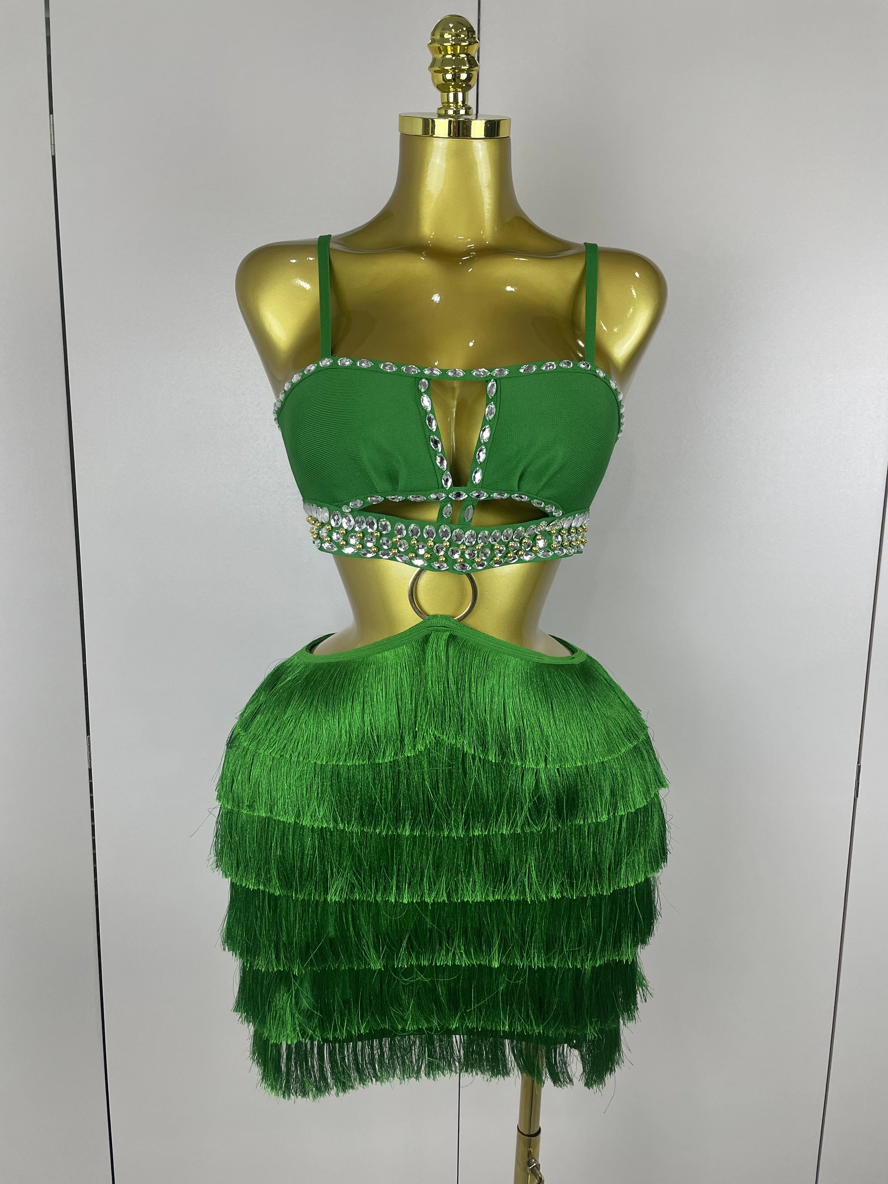 2023 frauen Sexy Grün Sling Backless Kleid Bodycon Verband Kleid Promi Elegante Abend Club Luxus Geburtstag Party Kleider