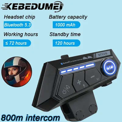Bluetooth 5,3 Motorrad Helm Intercom Headset Wasserdicht Noise Reduction 800 m Intercomunicador Image
