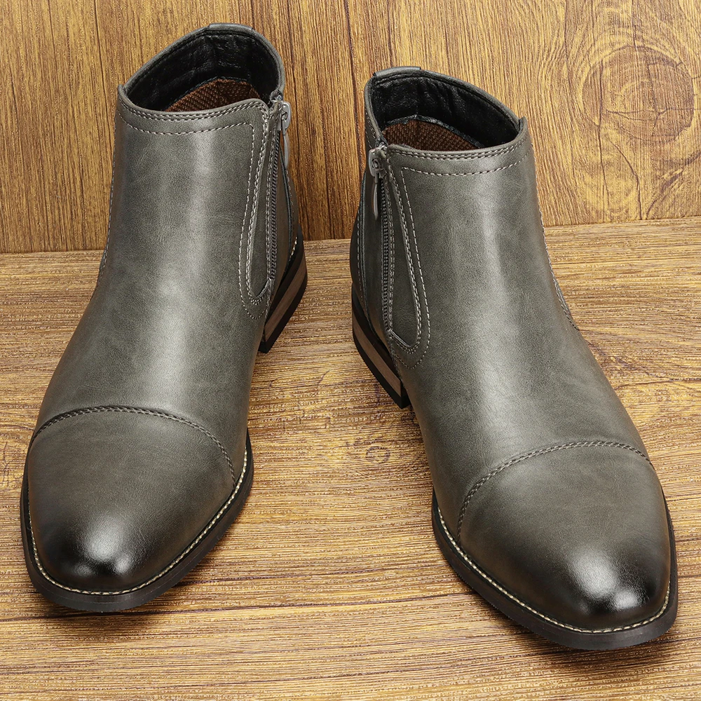 Herren bequeme Stiefeletten Lederstiefel Herrenmode Marke Image
