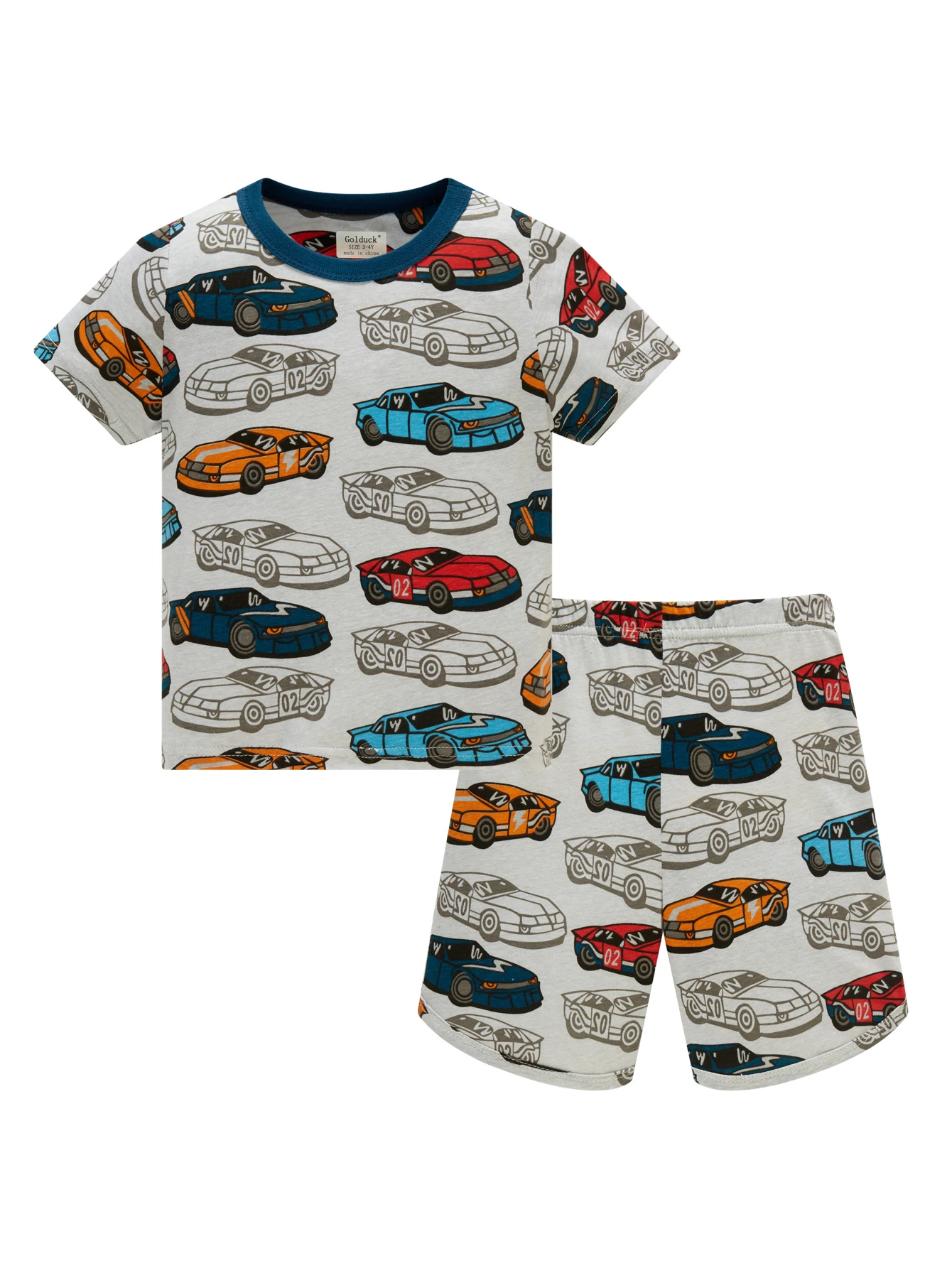 Sommer-Kinderkleidungsset für Jungen und Mädchen im Alter von 1–8 Jahren, Nachtwäsche-Set, komplett bedruckte Cartoon-Baumwolle, 2 Stück, bequeme Pyjamas Image