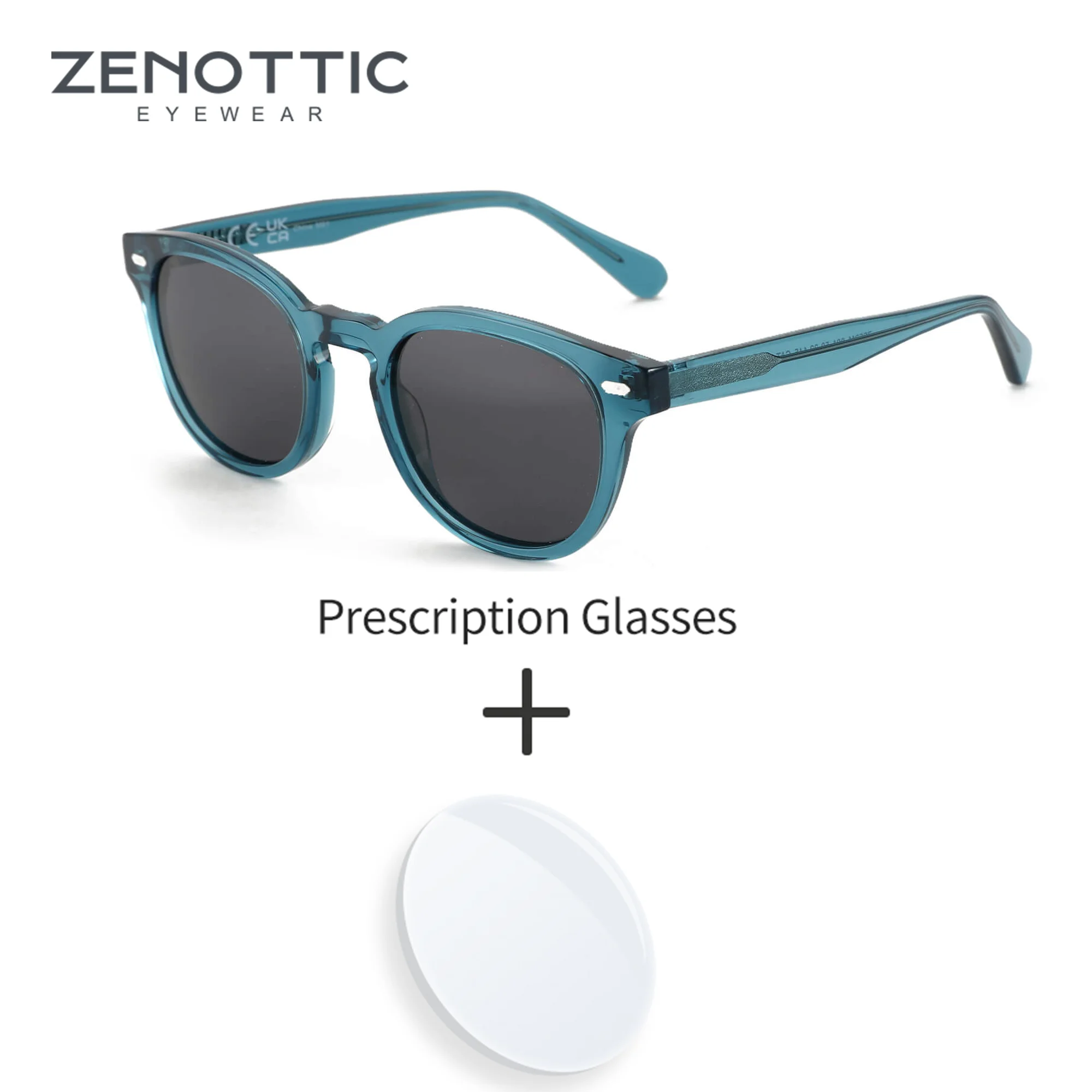 ZENOTTIC Beliebte polarisierte verschreibungspflichtige Sonnenbrille für Damen, UV400-Schutz, trendige runde progressive optische Sonnenbrille Image
