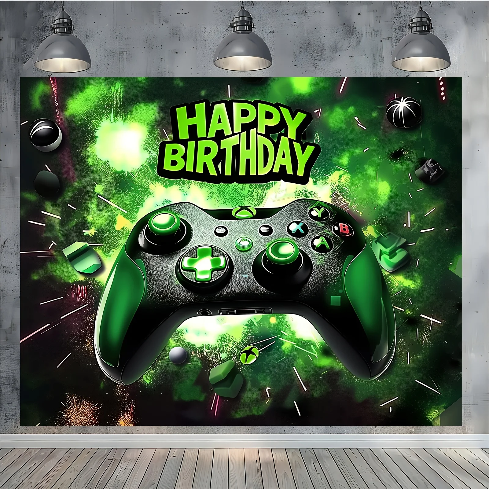 1pc Polyester Game Controller alles Gute zum Geburtstag Hintergrund Banner, Mehrzweck spiel Themen Party Wand dekoration Image
