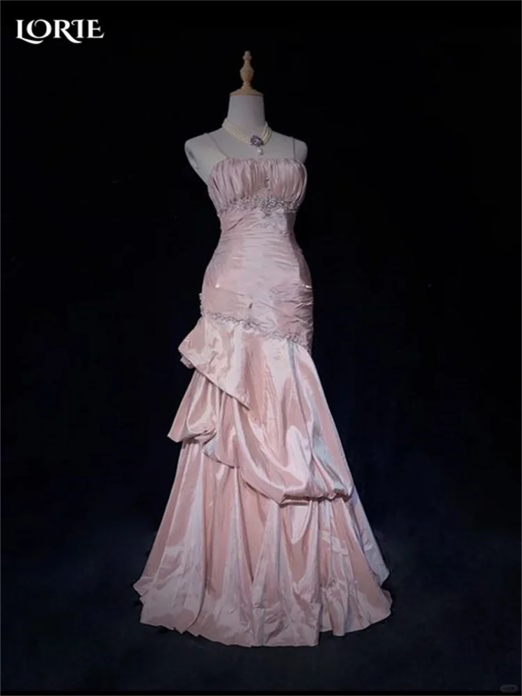 LORIE Rosa Saudi-Abendkleider, elegant, eine Schulter, gerüscht, A-Linie, Falten, Arabia, Abendkleid, glänzende Partykleider, individueller Club