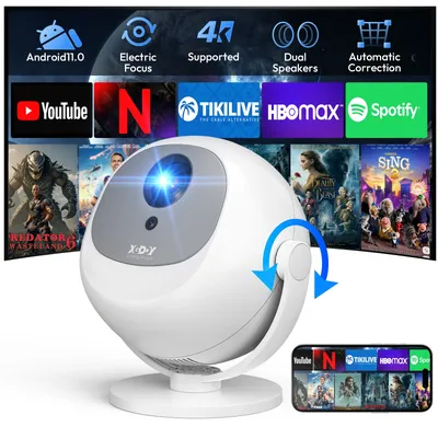 XGODY 12000 Lumen WiFi 6 Full HD 1080P Tragbarer Projektor Unterstützt 4K, 120-Zoll-Display Image