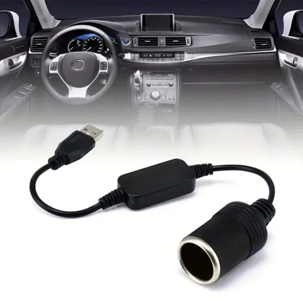 Adaptador de isqueiro, macho para fêmea soquete, acessórios eletrônicos do carro, conversor, 5v, 2a, usb para 12v, 1pc Image