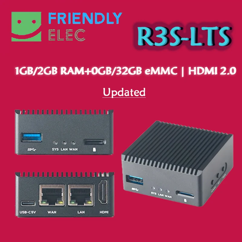 Freundlicher NanoPi R3S / R3S LTS Optionaler Mini-Soft-Router mit Rockchip RK3566 Android Box Dual Network Port Demon Board Image