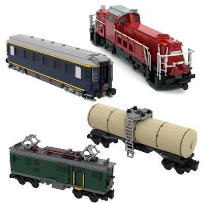 Zug Lokomotive Modell Eisenbahn Tank Wagon Triebwagen Display MOC Bausteine Ziegel Spielzeug Geschenke Image