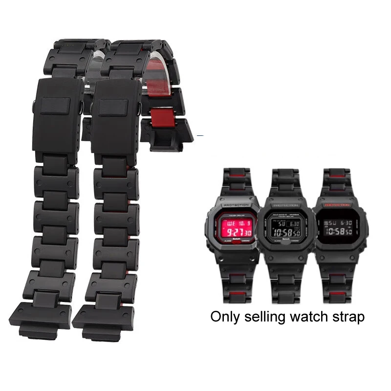 Für Casio Armband G-SHOCK GA-2100 DW5600 DW-6900 GW-M5610/B5600 Schwarzes Kunststoff-Stahl-Uhrenarmband Herren-Sport-Ersatzarmband Image