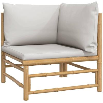 Garten-Ecksofa mit Hellgrauen Kissen Bambus Vidaxl Image