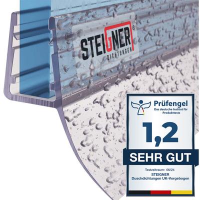 STEIGNER Duschdichtung, 30cm, Glasstärke 6/7/ 8 mm, Gerade PVC Ersatzdichtung für Dusche, UK12 Image