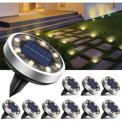 Jalleria - 10er Pack Solar Bodenstrahler, 8 led Außen Garten Solarleuchten Wasserdicht IP65 Image