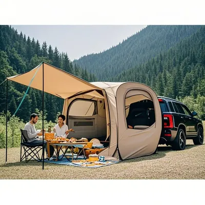 All-Weather Pop-Up Car Tent: 4-Person Waterproof SUV & Trailer Tent | Auto-Deploy Canopy with Multi-Function Folding Design