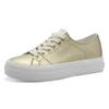 Plateausneaker TAMARIS, Damen, Gr. 40, gold (goldfarben), Textil, unifarben, glänzend, beschichtet, sportlich, Schuhe, Freizeitschuh, Halbschuh, Schnürschuh mit Logo an der Ferse