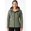 Softshelljacke LPO "SHELBY PEAK II", Damen, Gr. 40 (M), grün (thyme), 100% Polyester, casual, tailliert, Langarm gerader Abschluss mit Klettverschlüssen, Jacken, leichte Softshelljacke mit All-Over-Print und abnehmbarer Kapuze
