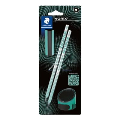 Staedtler 4-tlg. Bleistift-Set »NORIX« HB mit Radiergummi und Spitzdose grün Image