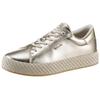 Plateausneaker TAMARIS, Damen, Gr. 40, gold (goldfarben), Lederimitat, unifarben, glänzend, sportlich, Schuhe, Freizeitschuh, Halbschuh, Schnürschuh mit Textilkordel am Plateau