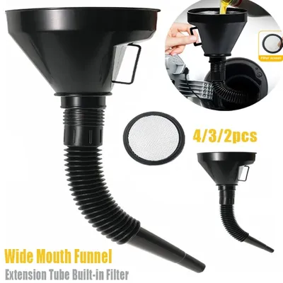 1/2/3/4pcs Car Refueling Funnel Motorcycle Engine Refueling with Handle Mesh Filter Wide Mouth