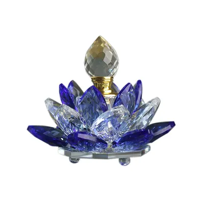 Colorful Rainbow Crystal Perfume Bottle Lotus Flower Glass Oil Bottle Refillable Gift For Lady