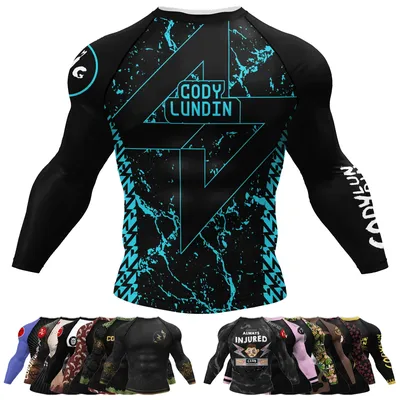 Cody Custom Men Free Shipping Fighting Wear Sublimation Print Brazilian jiu jitsu Rashguard Bjj