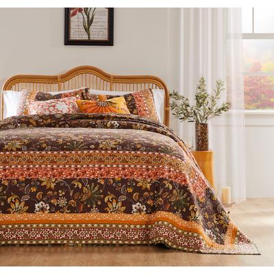Audrey Reversible Cotton-Rich Bedspread Set by Greenland Home Fashions in Chocolate (Size KING)