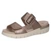 Pantolette CAPRICE, Damen, Gr. 38, grau (taupe metallic), Leder, Basic, Schuhe, Keilabsatz, Sommerschuh in Komfortweite H (= sehr weit)