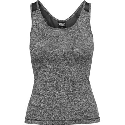 Muskelshirt URBAN CLASSICS "Urban Classics Damen Ladies Active Melange Trainings Top", Herren, Gr. XL, grau (charcoal, weiß, schwarz), 94% Polyester, 6% Elasthan, unifarben, casual, slim fit, Racerback, ohne Ärmel, Shirts Image