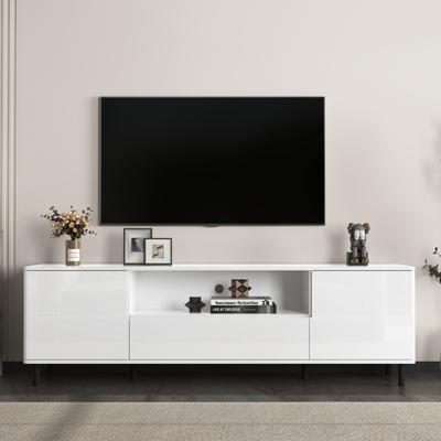 High Gloss Panel Modern TV Console, TV Stand, Entertainment Center with Storage Shelves,TV Cabinet for Living Room, Bedroom