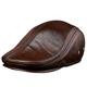 SYXSM Men's Leather Flat Cap,leather hat, Newsboy Cap, leather newsboy hat, Ivy Hats,Warm Ear Protection Cap,100% Genuine Leather hat Leisure,dark brown,3XL