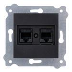 Prise double informatique 2x RJ45 cat.6 noir métallique Exen