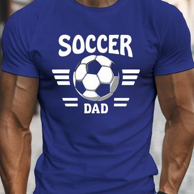 "TEMU Men's "soccer Dad" Graphic T-shirt - Casual Crew Neck, Short Sleeve, Lightweight Summer Tee With Soccer Ball Design, Casual For Adults, Casual Summer Wear | Soccerthemed Apparel |" Image