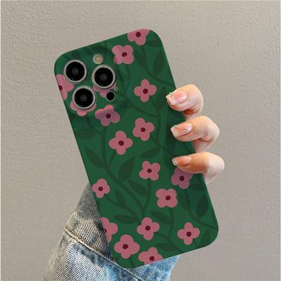 TEMU Flower Green Vintage All-inclusive Resistant Film Hard Phone Case For Iphone 11/12/13/14/15/16/plus/pro/ Gift Protective Cover For Men And Women Image