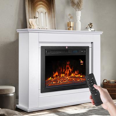 TEMU Bakaji Electric Fireplace Oslo From Stove Effect Simulation Fire 2000 W Power Supply Wall Led Fireplace With Wooden Frame And Remote Control For Remote Control Image