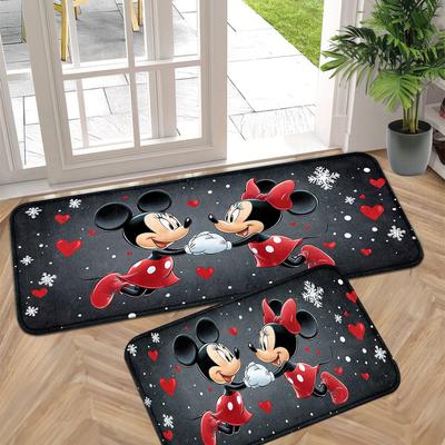 TEMU 1/2pcs And Door Mat, Non-slip Knit Weave, Machine Washable, Polyester, Soft And, Thick Cushioning, Ideal For Kitchen, Bathroom, Bedroom, Holiday Decor, Valentine's Day Gift, Image