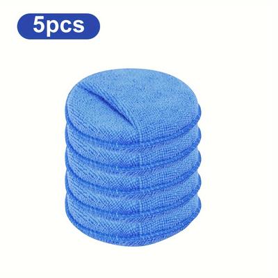 TEMU 5-pack Microfiber Car Waxing Sponges - Reusable, Washable Polyester Detailing Cleaning Pads For Car Care Image