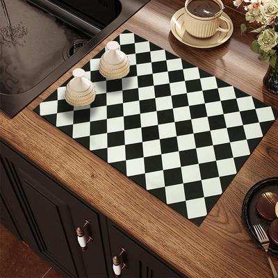 TEMU 1pc Print Tableware Drying Mat, Coffee Machine Mat, Tabletop Decoration, Table Mat, Table Absorbent Mat, Refrigerator Mat, Microwave, Cover Mat, Home Kitchen Supplies Image