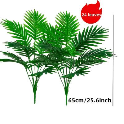 TEMU 2 Lifelike Artificial Palm Plants With 12 Large Leaves - Indoor/outdoor Decor, Weddings, And Festivals (no Pots) Image