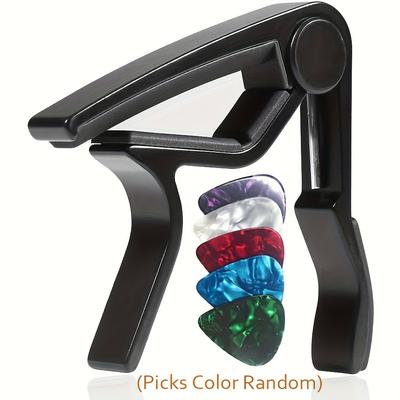 TEMU Guitar Capo With 5 Picks 0.75mm, Alloy Clamp For Acoustic And Electric Guitars, Precision Control Easy Adjustment - Includes Guitar Picks