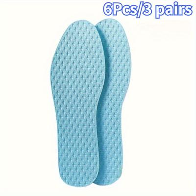 TEMU 6pcs/3 Pairs Summer Cool Insoles - Breathable Moisture-wicking Arch Support Insoles, Sweat Absorbing Deodorizing Reusable Soft Comfortable Inserts For All Shoes, Blue, Insoles For Shoes Image