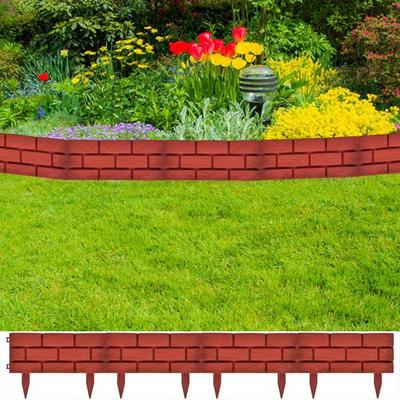TEMU 11pcs Of Lawn Edging In Brick Design, A And Decorative To Your Flower Beds, Lawns, And Other Outdoor Areas. Image