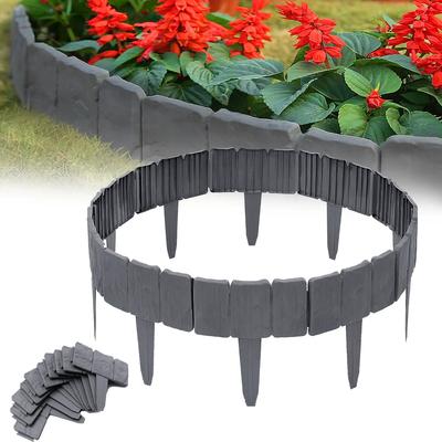 TEMU Artificial Stone - Gray Look Lawn Edge - Plastic Garden Border For Flower Bed Edging And Mowing Edge Image