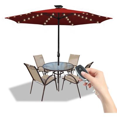 Swanew - Ampelschirm 3.5m Sonnenschirm mit led Alu dreh schwenk Schirm Garten Terrasse Balkon Rot Image