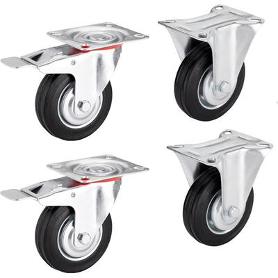 So-tech - 4er set sotech Transportrollen Ø200 mm (2x Bockrollen, 2x Lenkrollen mit Bremse) Höhe 232 Image