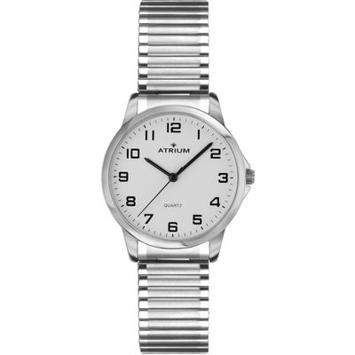 Quarzuhr ATRIUM, silber (silberfarben, schwarz), Armbanduhren, Damen, Armbanduhr, Damenuhr, Lederarmband Image
