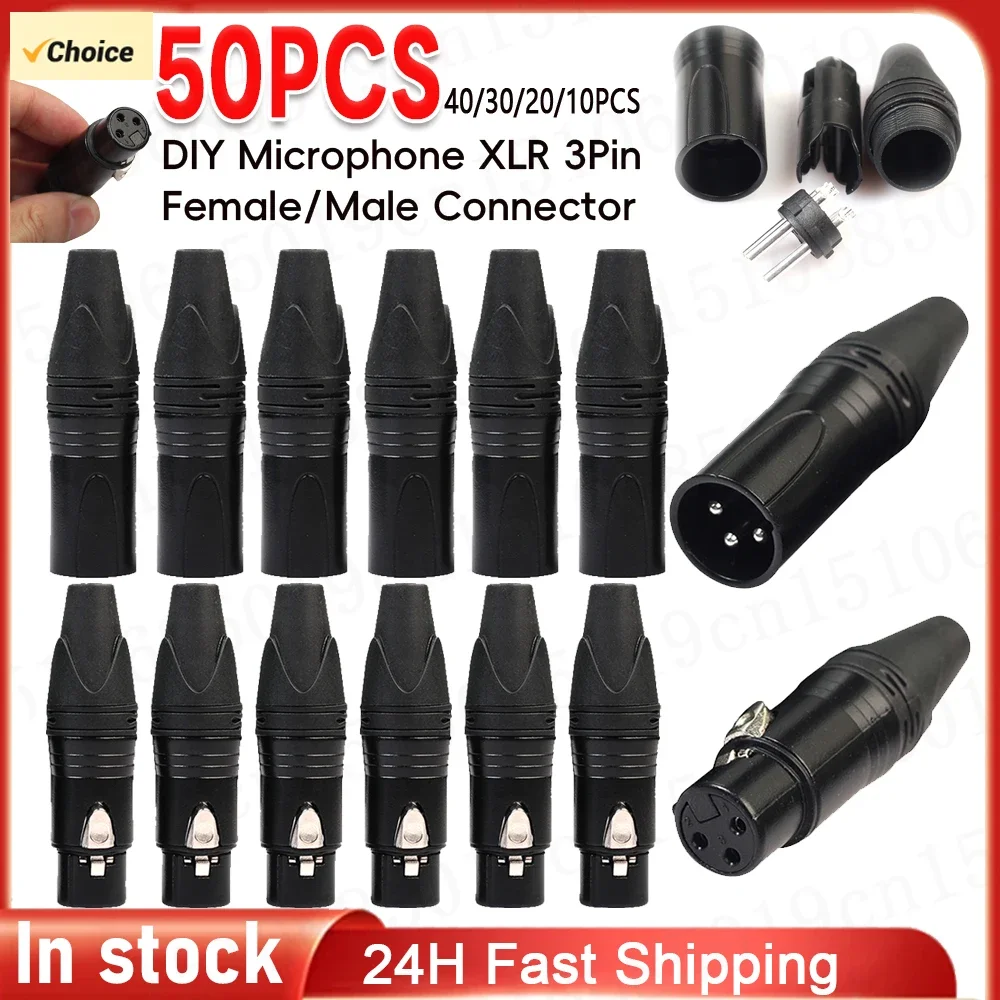10-50Pcs DIY Mikrofon XLR 3Pin Männlich Weiblich Stecker Stecker Kabel Solder Stecker MIC Adapter für Lautsprecher übertragung Kopfhörer Image