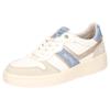 Sneaker MUSTANG SHOES, Damen, Gr. 39, sanftes weiß, jeansblau, beige, Lederimitat, kontrastfarbene Details, casual, Schuhe, Retro Sneaker, Schnürschuh in schöner Farbkombination